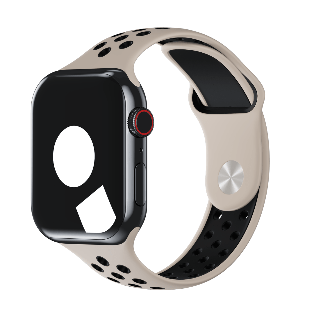 Bone Color Face Watch Light Bone/Black Sport Band Active Strap for Apple Watch - iSTRAP