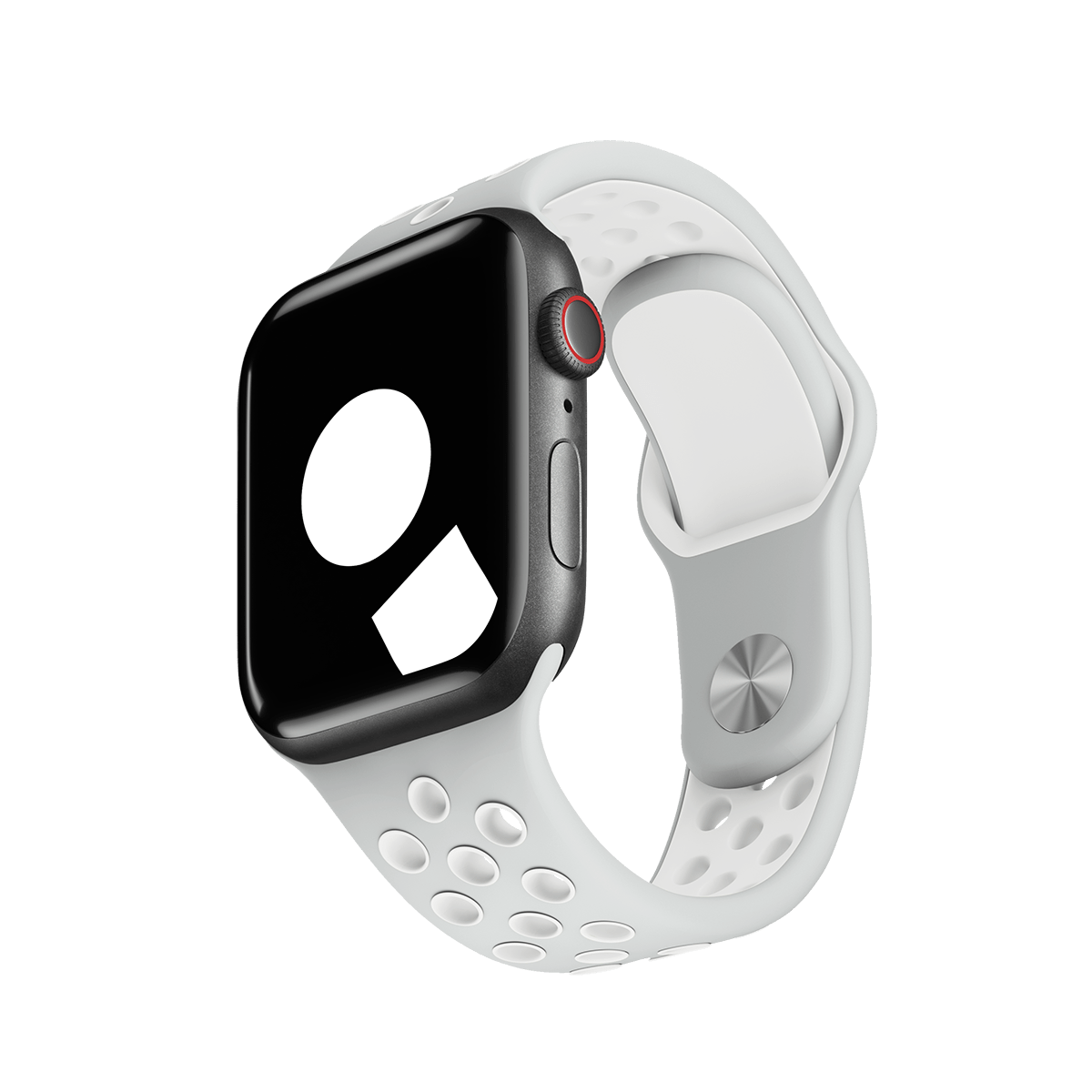 Flat Silver/White Sport Band Active for Apple Watch